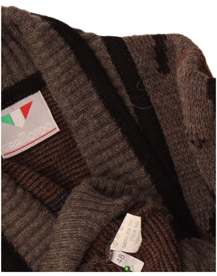 Giramondo Herren-Strickjacke, zweireihig, Größe IT 48, mittelgrau, geometrisch