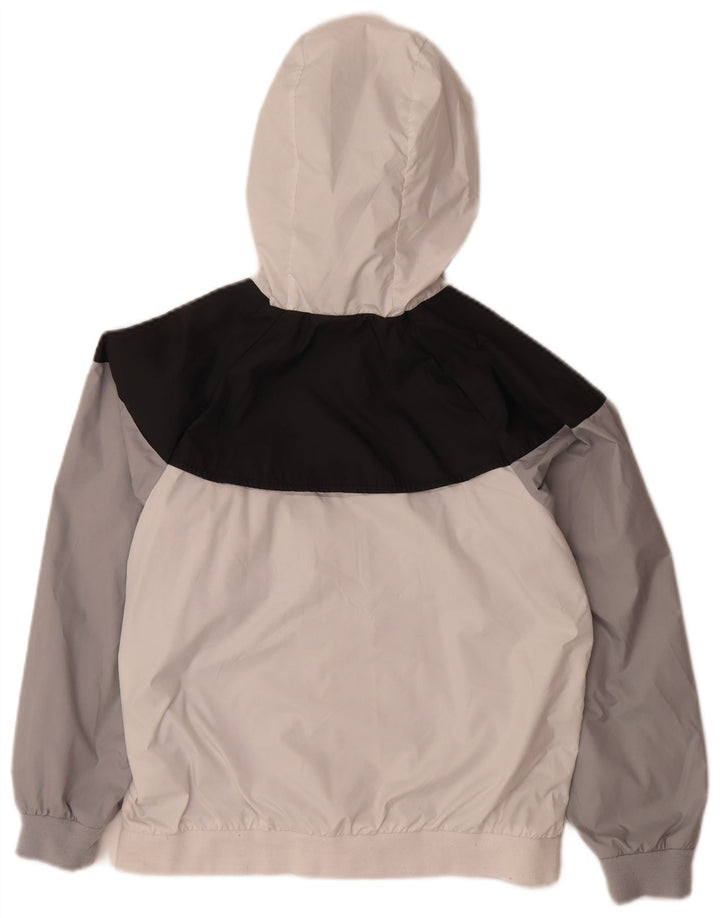 Nike Jungen-Regenjacke mit Kapuze, 12–13 Jahre, groß, weißes Farbblock-Polyester