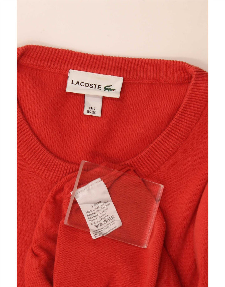 Lacoste Herren-Pullover mit Rundhalsausschnitt, Größe 7 2XL, rote Baumwolle