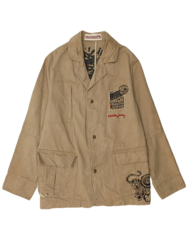 Quiksilver Herren Graphic Utility Jacke UK 40 Large Beige Baumwolle