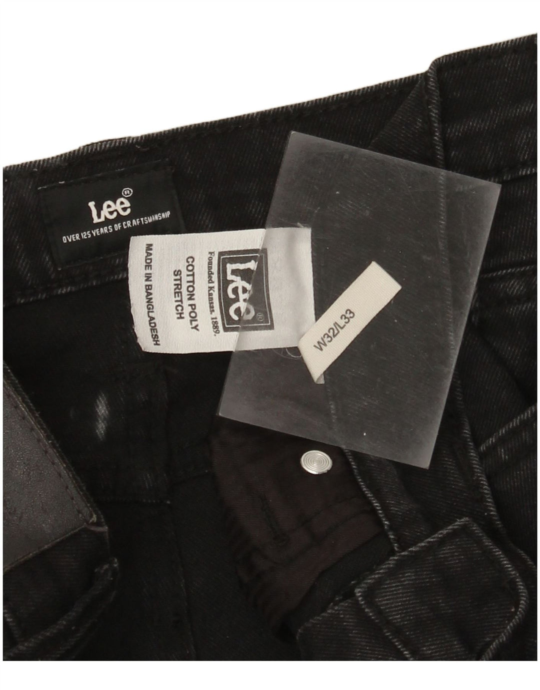 Lee Herren Slim Jeans W32 L33 Schwarze Baumwolle