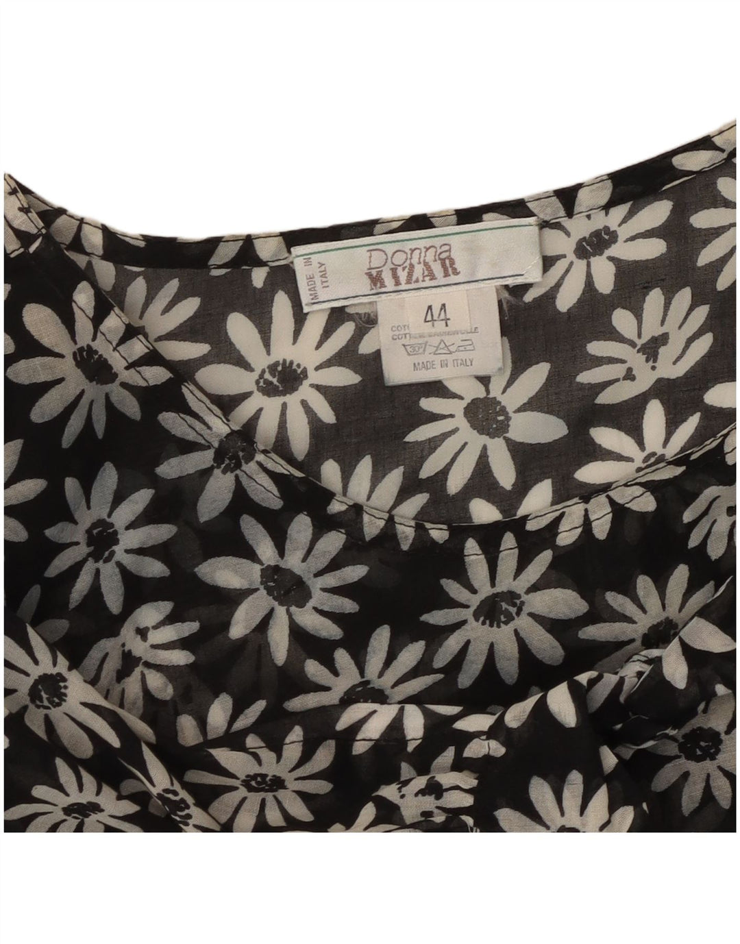 DONNA MIZAR Damen Maxikleid IT 44 Mittelschwarze geblümte Baumwolle