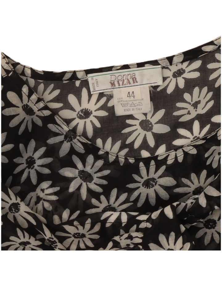 DONNA MIZAR Damen Maxikleid IT 44 Mittelschwarze geblümte Baumwolle