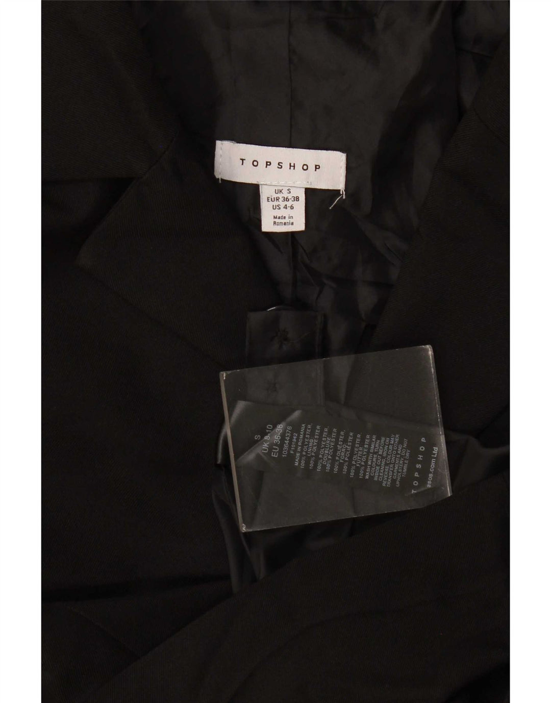 Topshop Damen-Blazer in Übergröße mit 3 Knöpfen, Gr. 10, Größe S, Schwarz, Polyester