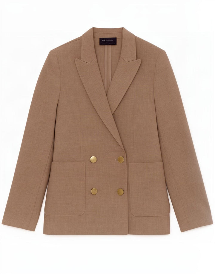 Marks & Spencer Zweireihiger Blazer für Damen, Gr. 8, Beige