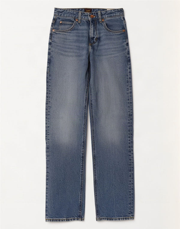 Lee Damen Rider Classic Straight Jeans W26 L30 Blaue Baumwolle