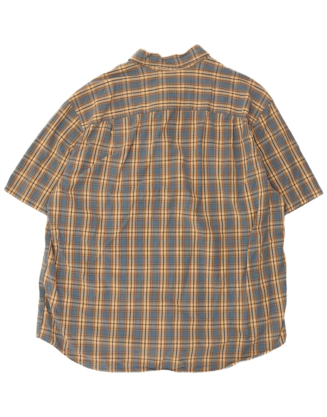 EDDIE BAUER Herren Kurzarmhemd XL Blau kariert Baumwolle