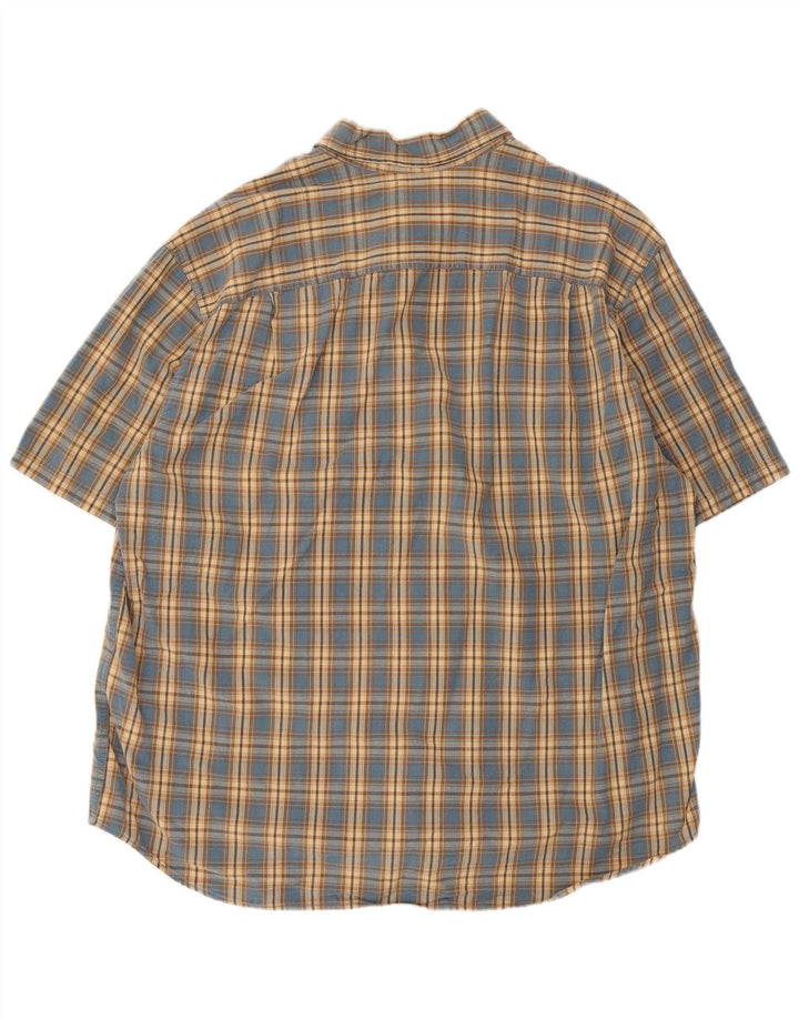EDDIE BAUER Herren Kurzarmhemd XL Blau kariert Baumwolle