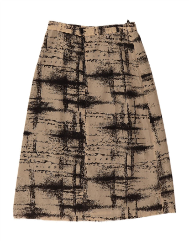 VINTAGE Womens Abstract Pattern A-Line Skirt IT 44 Medium W28  Beige Vintage Vintage and Second-Hand Vintage from Messina Hembry 
