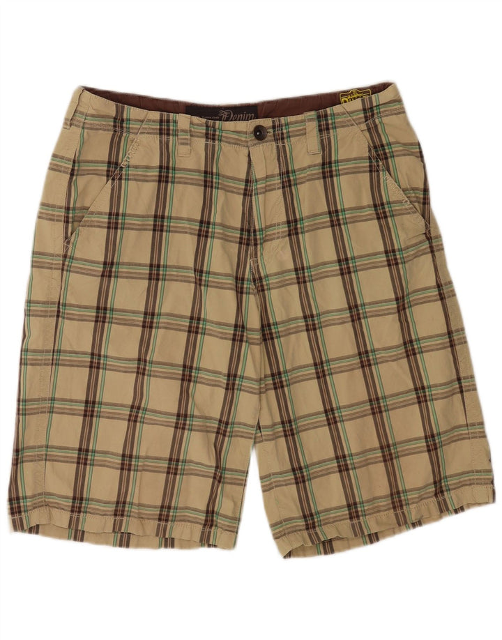 Tom Tailor Herren Chinoshorts W32 mittelbeige karierte Baumwolle