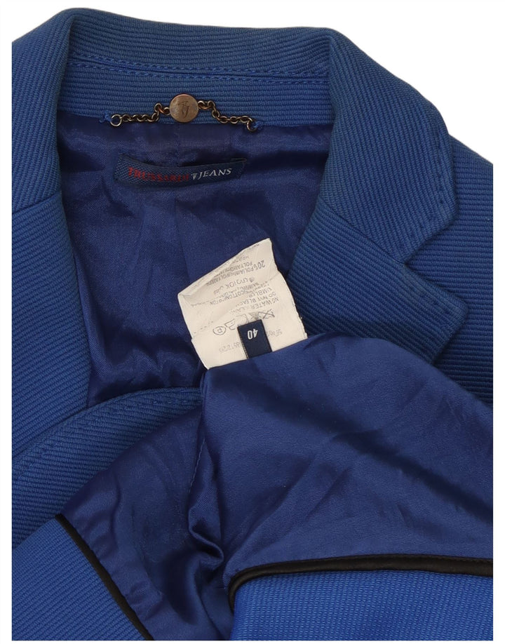 Trussardi Damen-Blazer mit 3 Knöpfen, IT 40, klein, Blau, Baumwolle