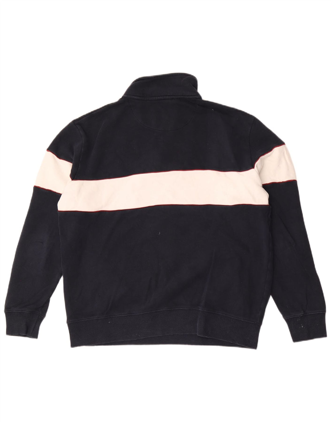 Marks & Spencer Herren-Sweatshirt mit Reißverschluss am Hals, groß, Marineblau, Farbblock