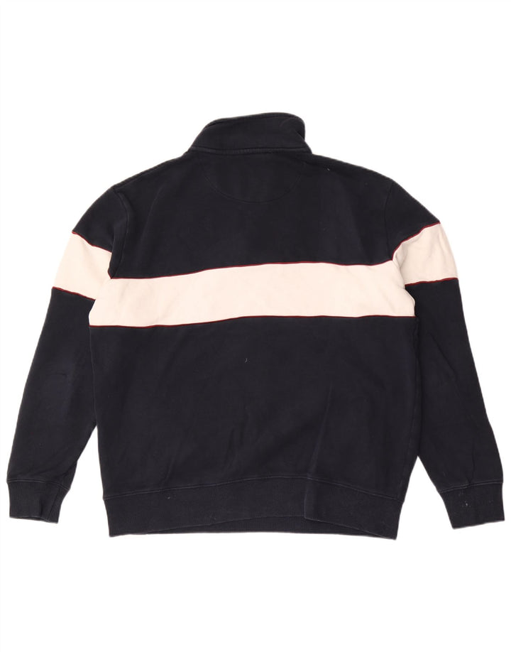Marks & Spencer Herren-Sweatshirt mit Reißverschluss am Hals, groß, Marineblau, Farbblock
