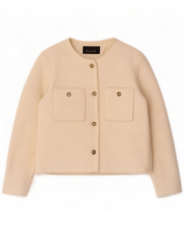 Massimo Dutti Damen-Blazer mit 4 Knöpfen, übergroß, UK 6, XS, gebrochenes Weiß