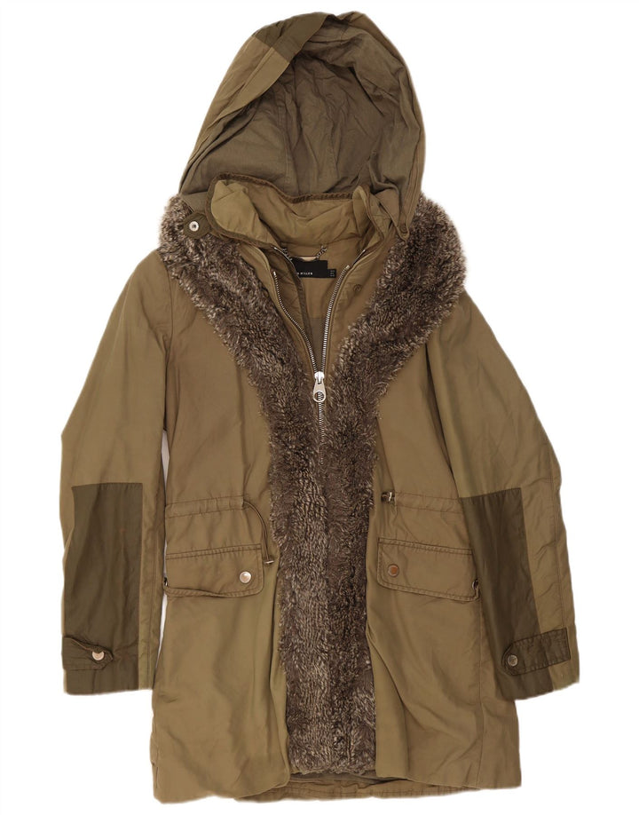 Karen Millen Damen-Parkajacke mit Kapuze, UK 12, mittleres Khaki, Polyester