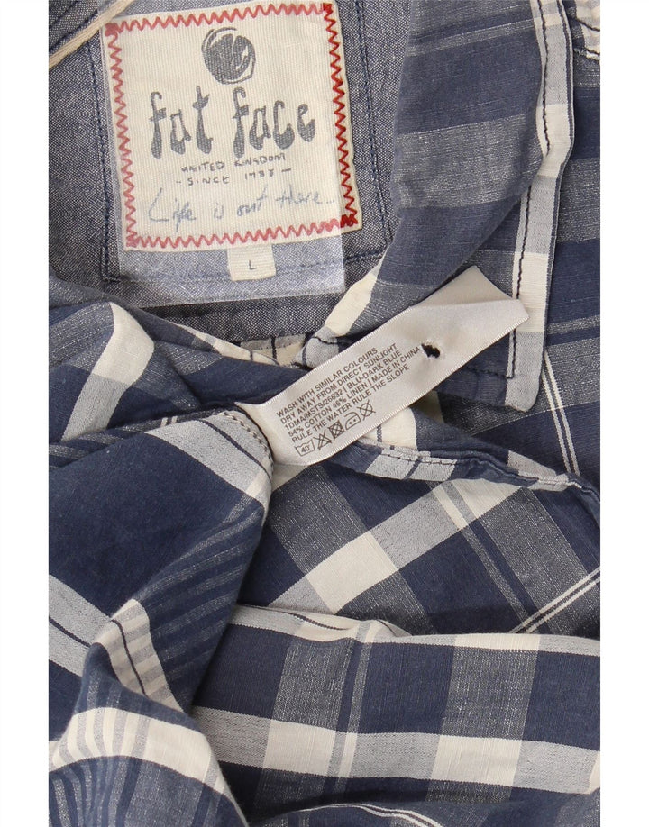 Fat Face Herren-Kurzarmhemd, groß, marineblau, kariert, Baumwolle