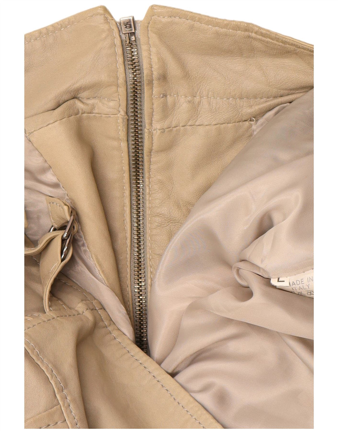 Vintage Damen Lederjacke UK 16 Großes Beige Leder
