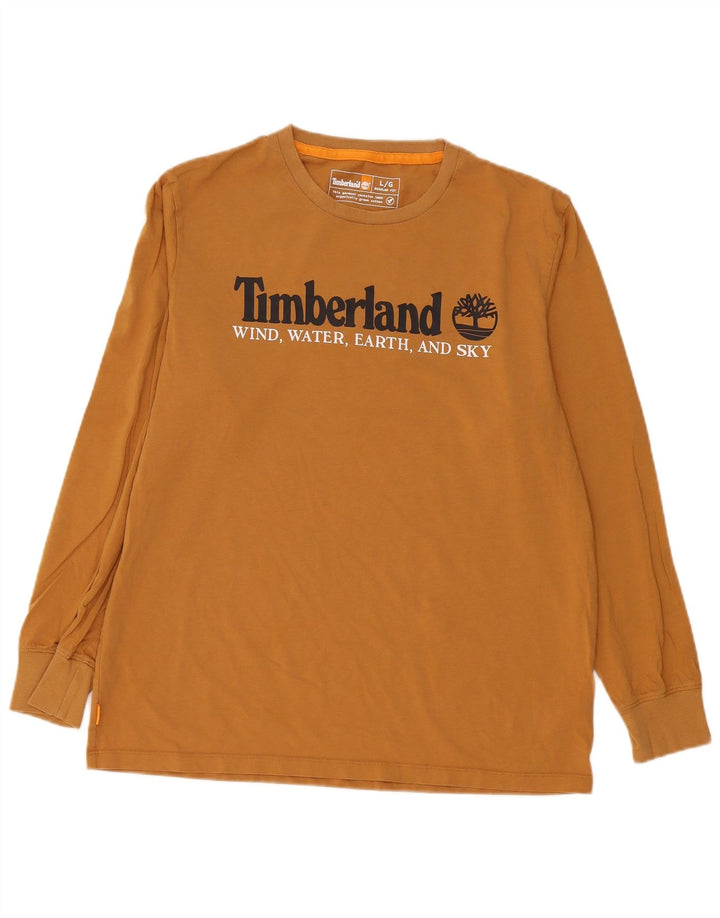Timberland Herren Regular Fit Graphic Top Langarm Große braune Baumwolle