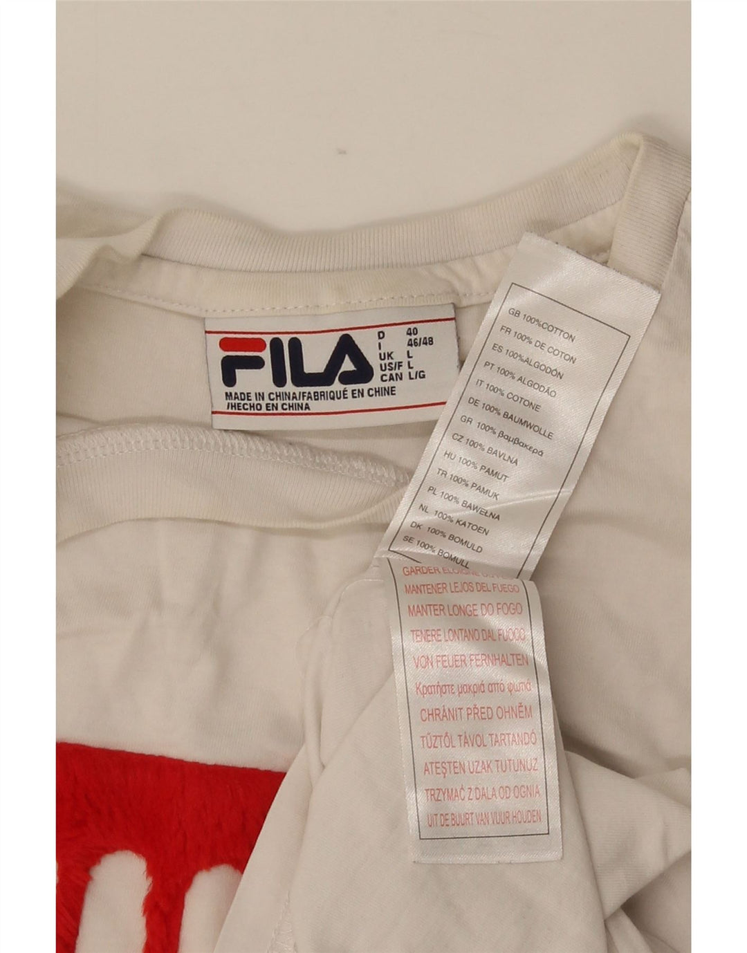 Fila Herren-T-Shirt mit Grafik, Größe L, aus weißer Baumwolle
