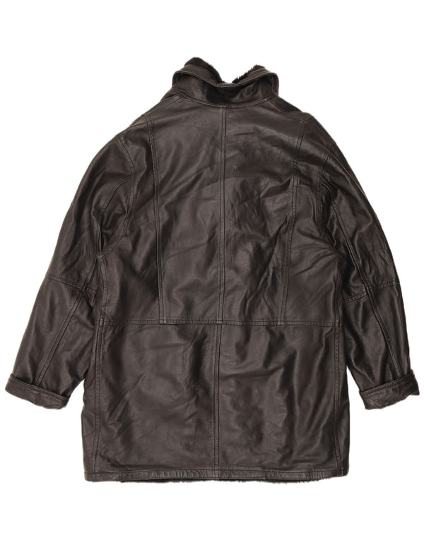 Vintage Herren Shearling Jacke UK 42 XL Schwarzes Leder