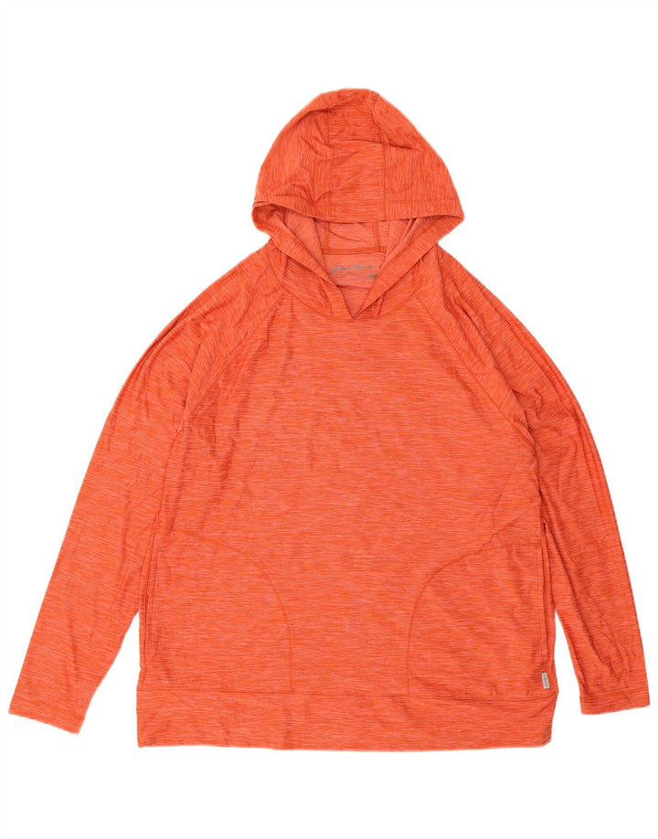 Eddie Bauer Damen Kapuzenpullover UK 16 Large Orange meliert Polyester