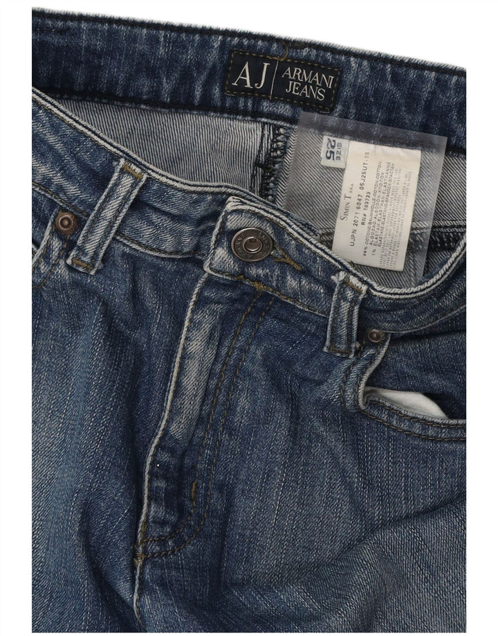 ARMANI Damen Bootcut Jeans W25 L29 Blaue Baumwolle