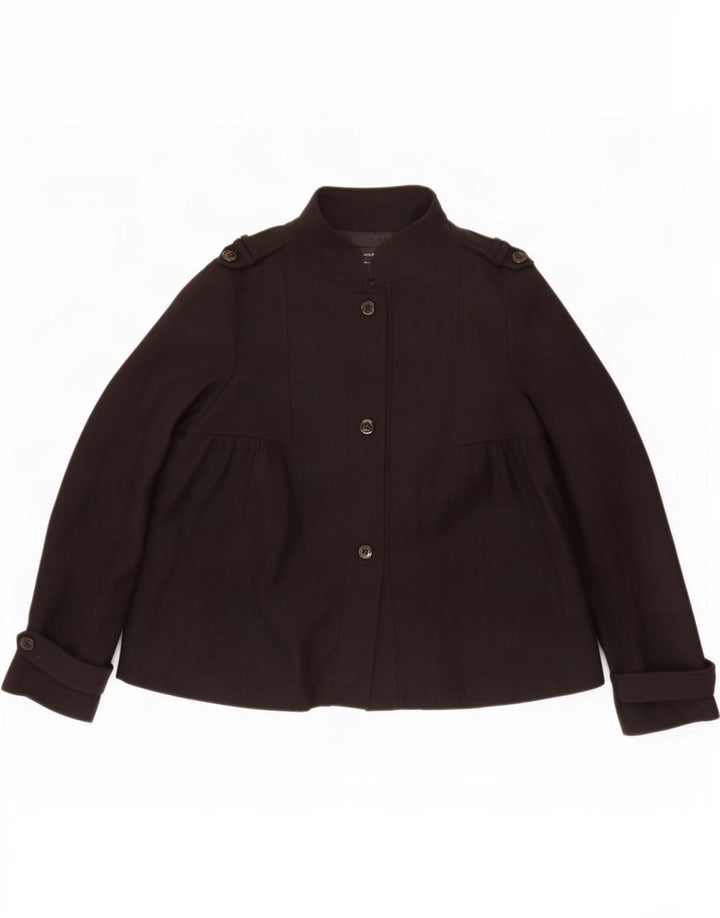 Zara Damen Pea Coat UK 16 Große schwarze Wolle