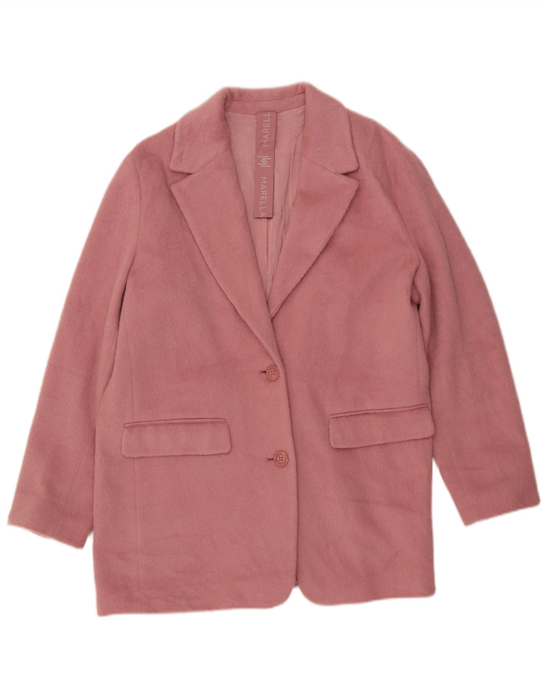 Marella Damen Longline 2-Knopf-Blazerjacke IT 48 XL Rosa Wolle
