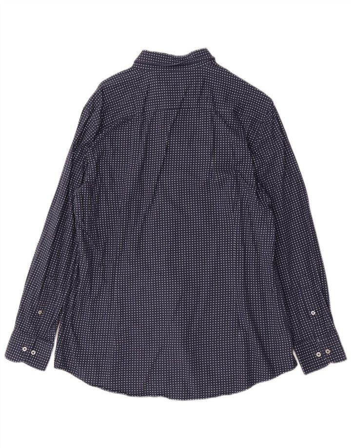 Massimo Dutti Herrenhemd XL Blaue geometrische Baumwolle