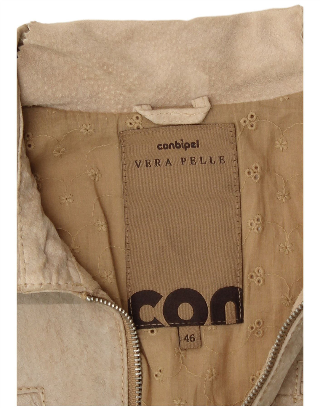Conbipel Damen Bomber-Wildlederjacke IT 46 Large Beige Leder