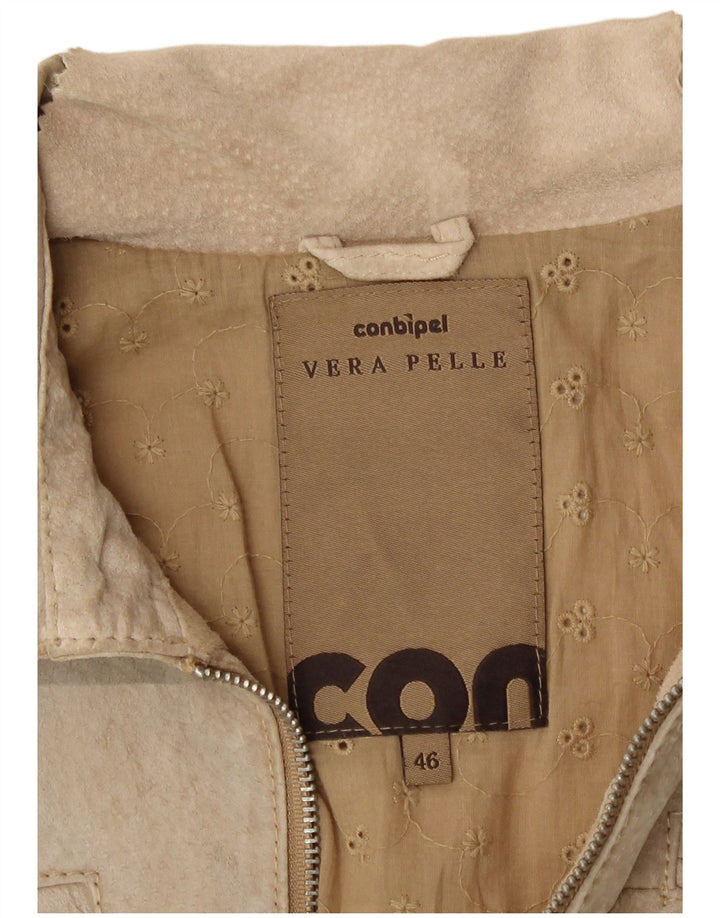 Conbipel Damen Bomber-Wildlederjacke IT 46 Large Beige Leder