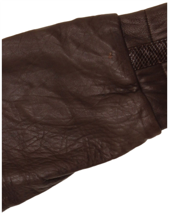 VINTAGE Damen Lederjacke UK 14 Mittelbraunes Argyle/Diamond-Leder