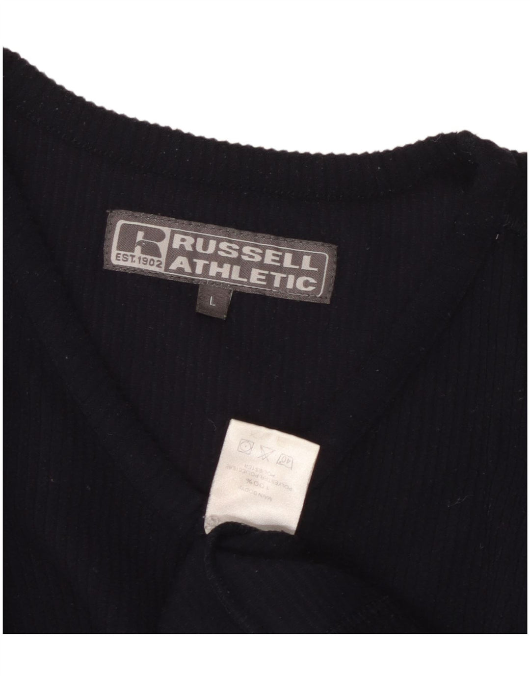 RUSSELL ATHLETIC Damen Top Langarm UK 16 Large Marineblau Polyester