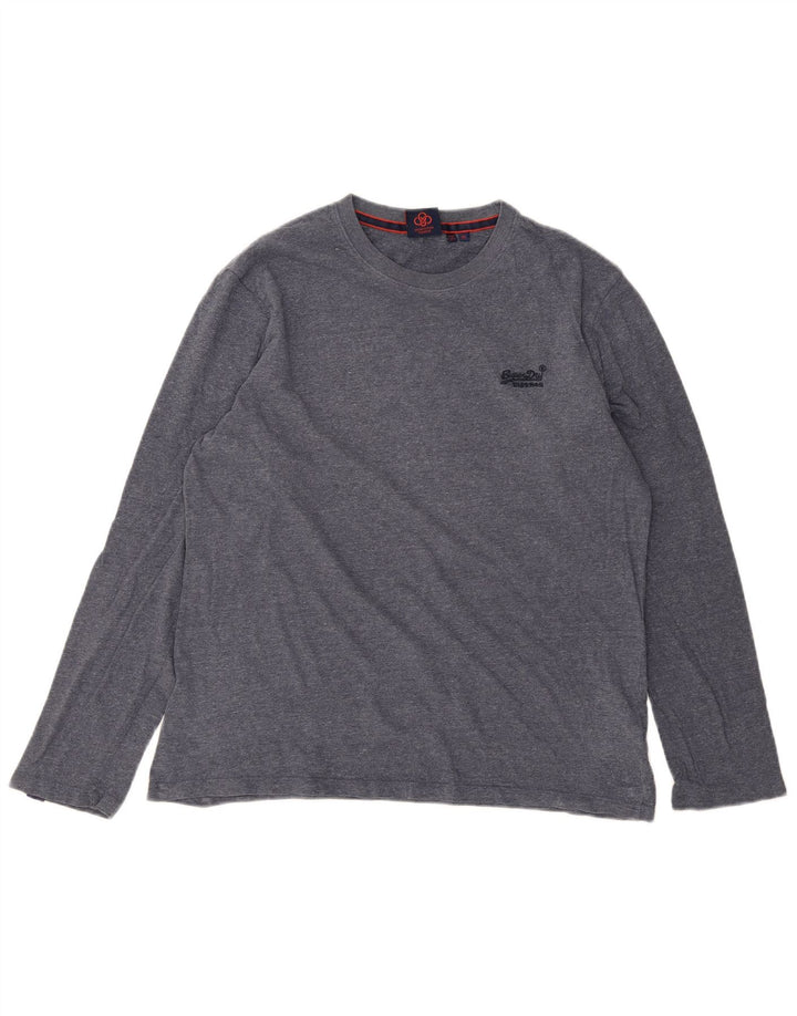 SUPERDRY Herren-Oberteil, langärmelig, XL, blau meliert, Baumwolle