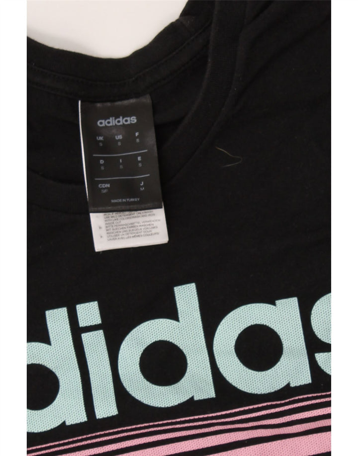 ADIDAS Mens Graphic T-Shirt Top Small Black Cotton Vintage Adidas and Second-Hand Adidas from Messina Hembry 