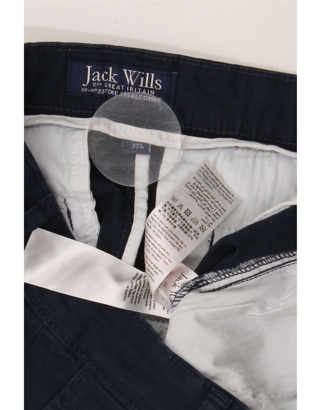 JACK WILLS Herren-Chinohose mit Pegged, W32, L29, marineblaue Baumwolle