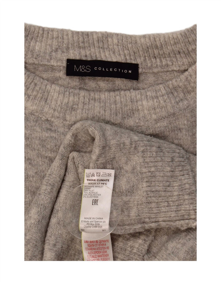 MARKS & SPENCER Damen Crop Crew Neck Pullover Pullover UK 14 Large Grau