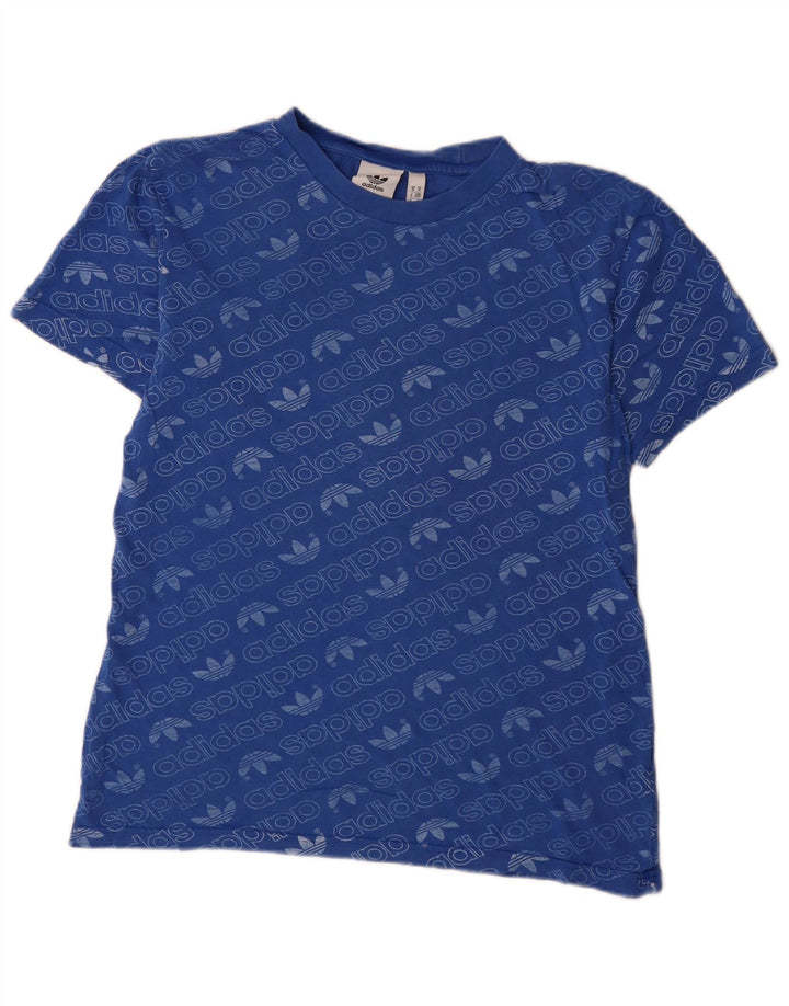 Adidas Herren Grafik-T-Shirt aus mittelblauer Baumwolle