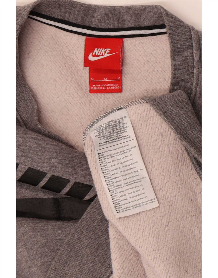 Nike Womens Graphic Sweatshirt Pullover UK 14 Mittelgrau gefleckte Baumwolle