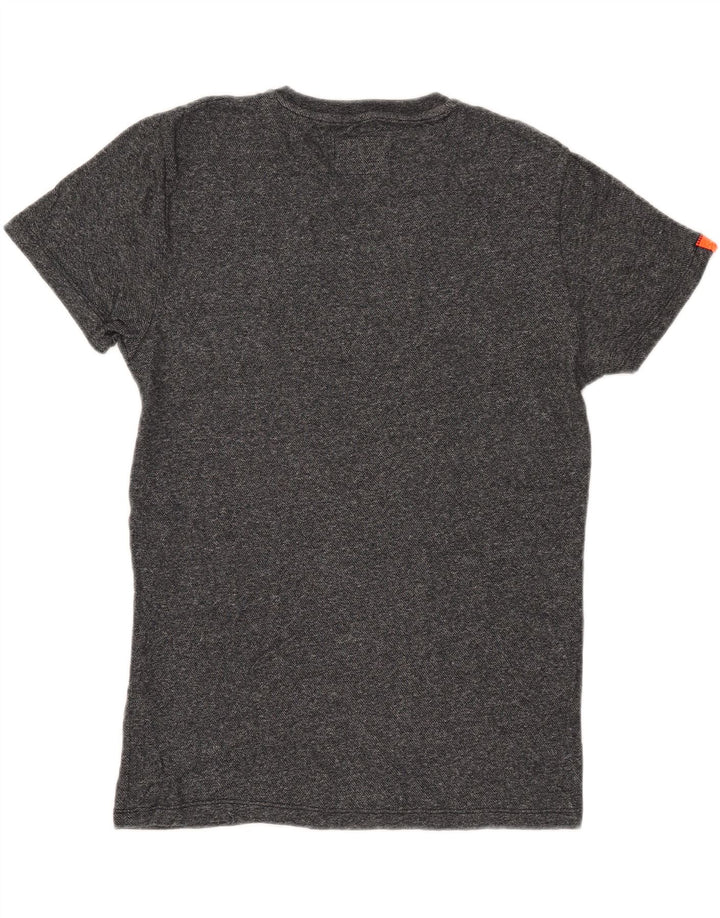 Superdry Herren T-Shirt-Oberteil aus mittelgrau gefleckter Baumwolle