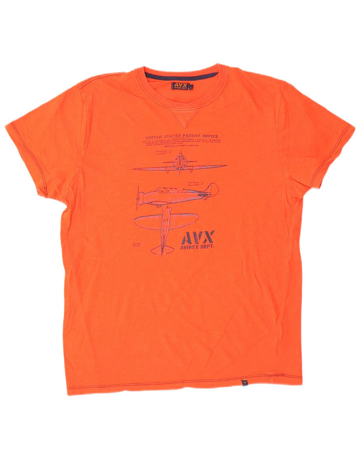 Avirex Herren-T-Shirt mit Grafik, Größe L, Orange