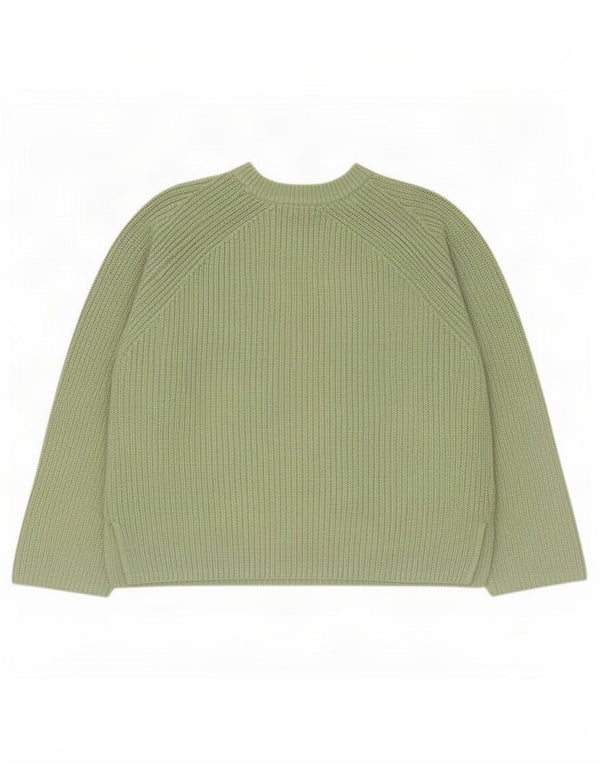 Marks & Spencer Damen-Pullover mit Rundhalsausschnitt, UK 14, mittelgrüne Baumwolle