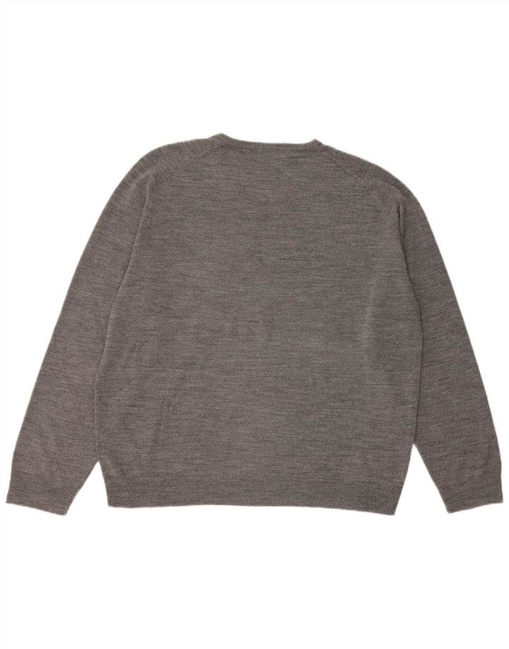Marks & Spencer Herren-Pullover mit V-Ausschnitt, XL, graues Acryl