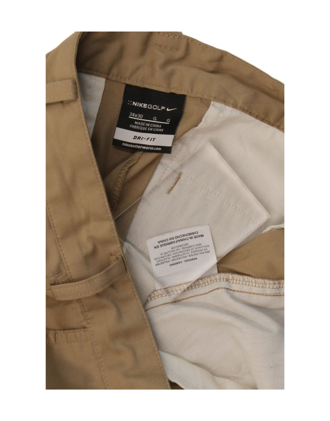 NIKE Herren Dri Fit Straight Chino Hose W34 L30 Beige Polyester