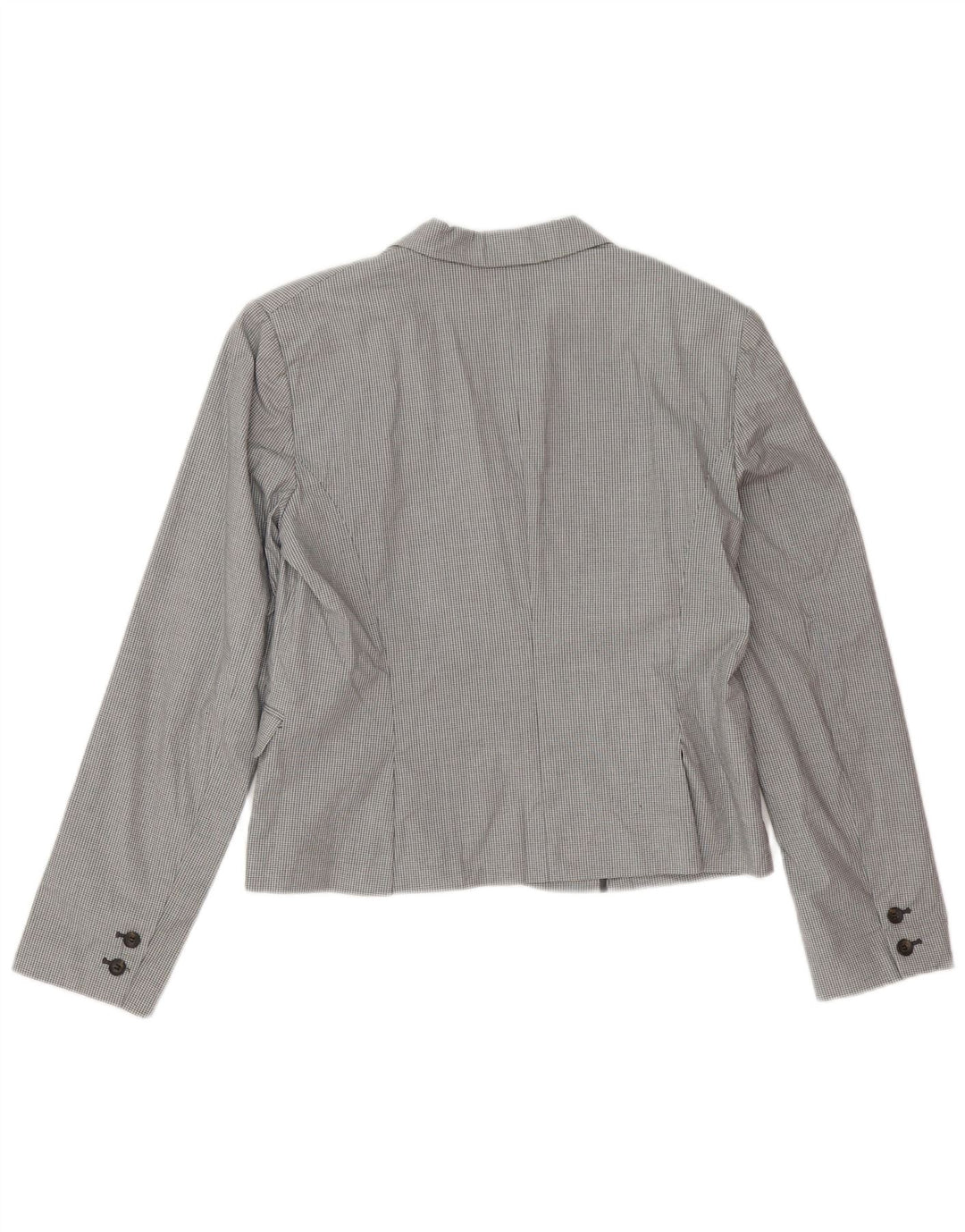 Stefanel Damen 3-Knopf-Blazerjacke IT 48 XL Grau karierte Baumwolle