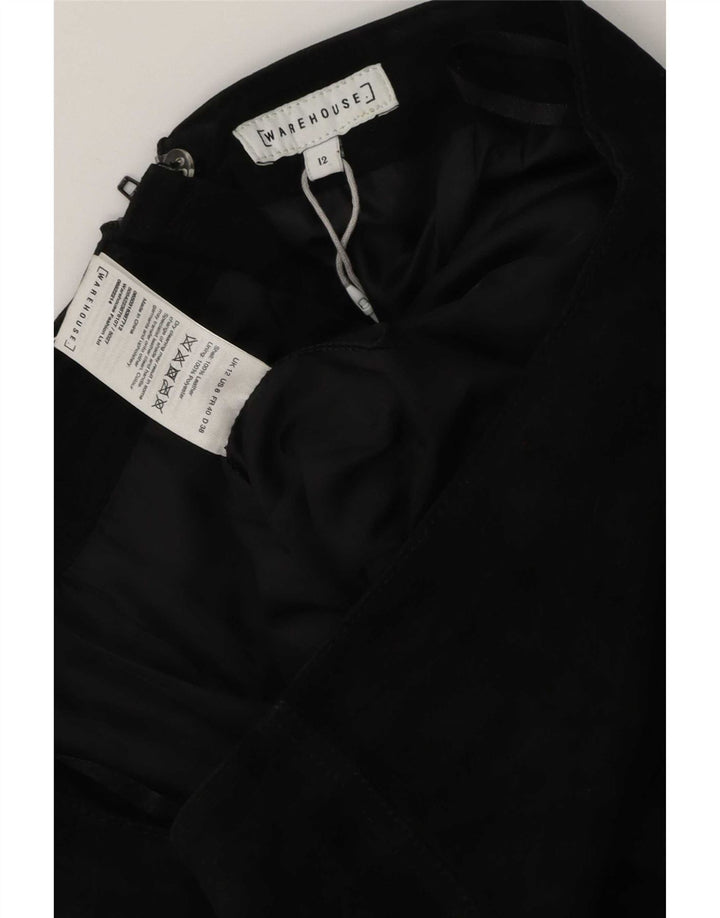 Warehouse Damen Wildleder-Minirock UK 12 Medium W30 Schwarzes Leder