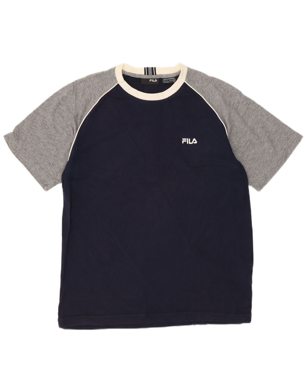 Fila Herren T-Shirt Top Small Marineblau Colourblock Baumwolle