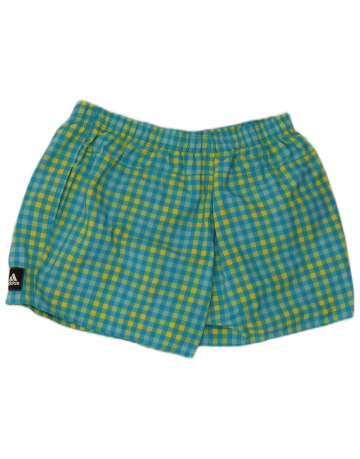 Adidas Herren Badeshorts, großes blaues Gingham-Polyester