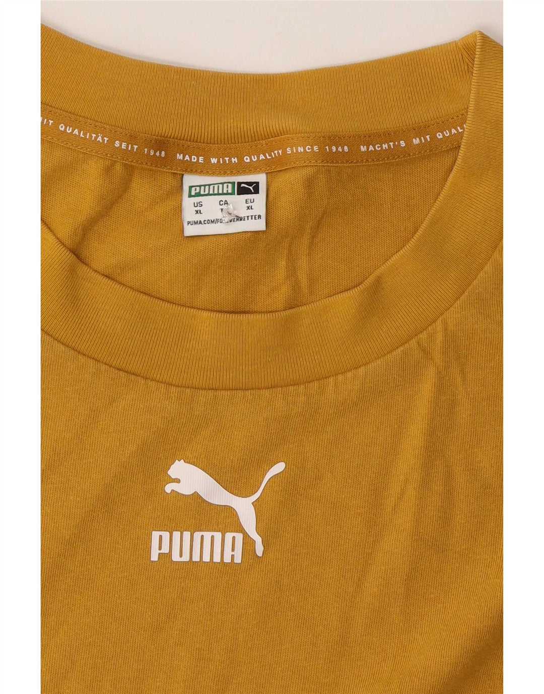 Puma Herren Übergroßes Grafik-T-Shirt-Oberteil XL aus gelber Baumwolle