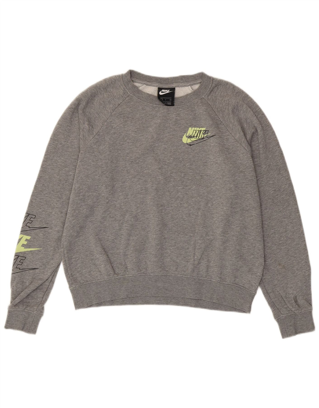 Nike Womens Oversized Crop Sweatshirt Pullover UK 10 Small Grau meliert